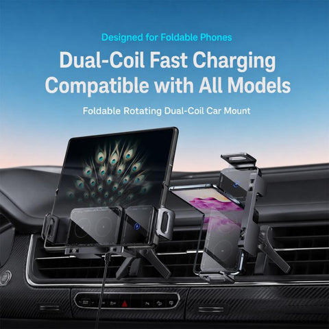 X06 Foldable Screen 15W Wireless Charger Rotating Navigation Bracket, Bat Bracket, Grey Bracket + Tripod, Black Bracket + Tripod, Black Bracket + Suction Cup, Only Black Bracket, Grey Bracket + Suction Cup, Only Grey Bracket