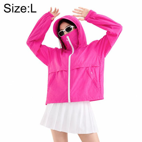 UPF50+ Cooling Fiber Lightweight Breathable Sun Protection Coat, S, M, L