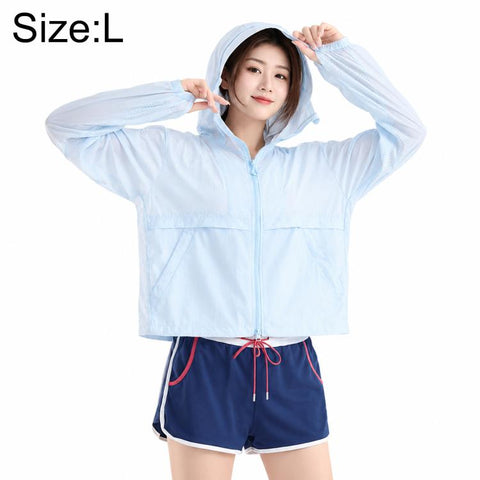UPF50+ Cooling Fiber Lightweight Breathable Sun Protection Coat, S, M, L