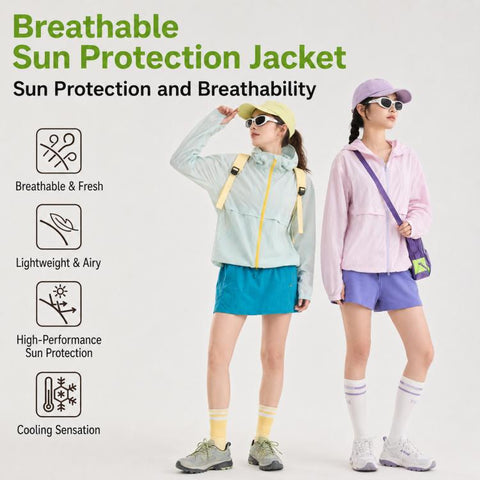 UPF50+ Cooling Fiber Lightweight Breathable Sun Protection Coat, S, M, L