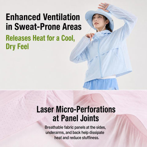 UPF50+ Cooling Fiber Lightweight Breathable Sun Protection Coat, S, M, L