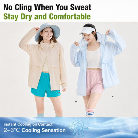 UPF50+ Cooling Fiber Lightweight Breathable Sun Protection Coat, S, M, L