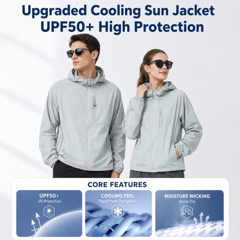 UPF50+ Lightweight Breathable Sun Protection Coat with Black Rubber Brim Hood, S, M, L, XL, 2XL, 3XL