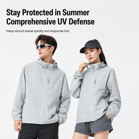 UPF50+ Lightweight Breathable Sun Protection Coat with Black Rubber Brim Hood, S, M, L, XL, 2XL, 3XL