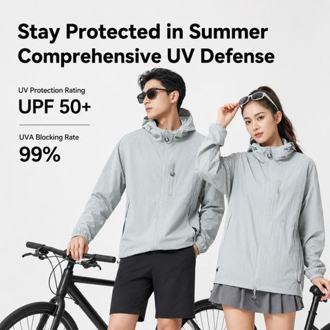 UPF50+ Lightweight Breathable Sun Protection Coat with Black Rubber Brim Hood, S, M, L, XL, 2XL, 3XL