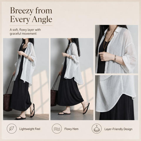 Lightweight Breathable Mid-Length Sun Protection Women Blouse, L, XL