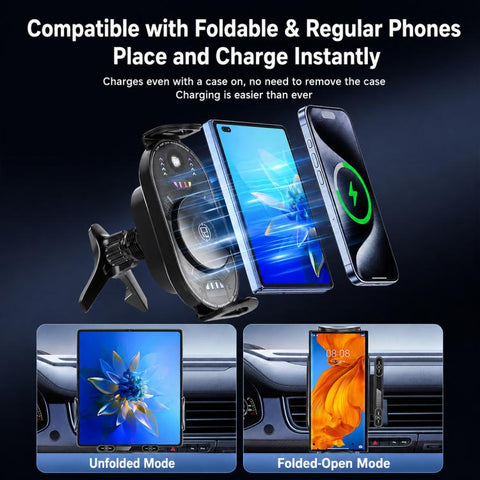 A3 15W Car Electric Wireless Fast Charging Rotating Bracket, A3 Bracket + Air Vent Base, A3 Bracket + Suction cup, A3 Bracket + Dual Base