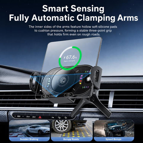 A3 15W Car Electric Wireless Fast Charging Rotating Bracket, A3 Bracket + Air Vent Base, A3 Bracket + Suction cup, A3 Bracket + Dual Base