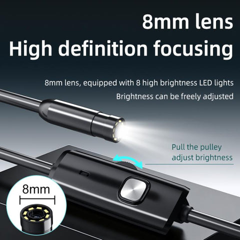 AN112T Type-C IP67 8LEDs 8mm Industry Digital Endoscope, 1m Flexible Cable, 2m Flexible Cable, 3.5m Flexible Cable, 5m Flexible Cable, 10m Flexible Cable, 1m Hard Cable, 2m Hard Cable, 3.5m Hard Cable, 5m Hard Cable, 10m Hard Cable