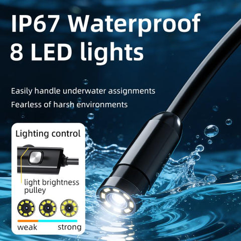 AN112T Type-C and 8 Pin IP67 8LEDs 8mm Industry Digital Endoscope, 1m Flexible Cable, 2m Flexible Cable, 3.5m Flexible Cable, 5m Flexible Cable, 10m Flexible Cable, 1m Hard Cable, 2m Hard Cable, 3.5m Hard Cable, 5m Hard Cable, 10m Hard Cable