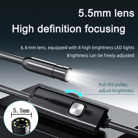 AN112T Type-C and 8 Pin IP67 8LEDs 5.5mm Industry Digital Endoscope, 1m Flexible Cable, 2m Flexible Cable, 3.5m Flexible Cable, 5m Flexible Cable, 10m Flexible Cable, 1m Hard Cable, 2m Hard Cable, 3.5m Hard Cable, 5m Hard Cable, 10m Hard Cable