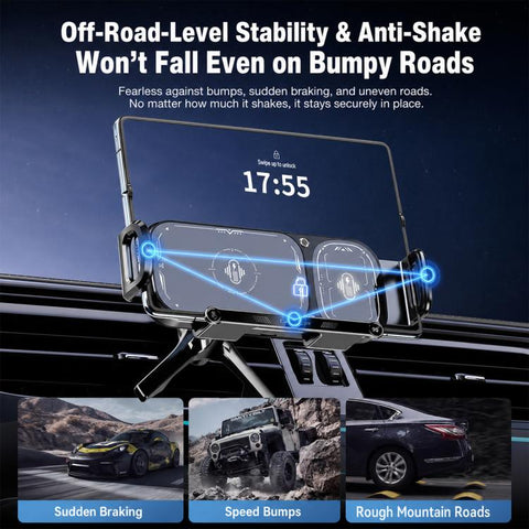 Q7S Car Dual Coil 15W Wireless Charger Rotating Bracket