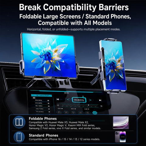 Q7S Car Dual Coil 15W Wireless Charger Rotating Bracket