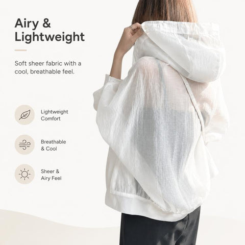 Lightweight Hooded Sun Protection Women Coat, Free Size