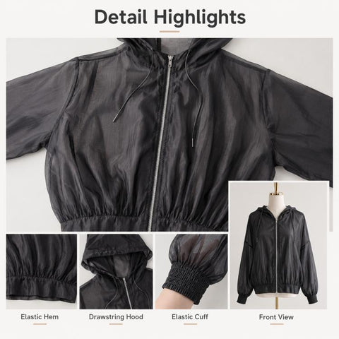 Lightweight Hooded Sun Protection Women Coat, Free Size