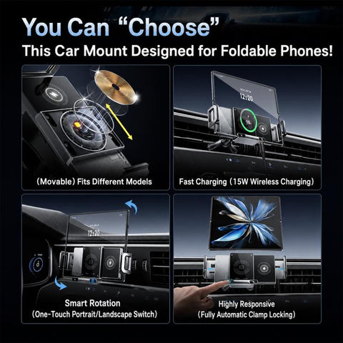 Y10 Car Adjustable Coil 15W Wireless Charger Rotating Navigation Bracket, Y10 (Black), Y10 (Silver)