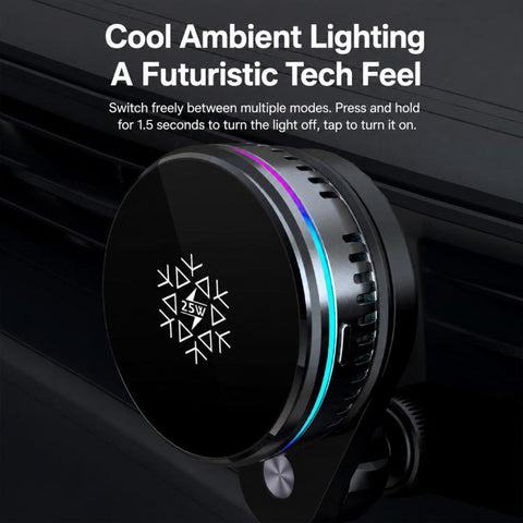 S35 Magnetic Cooling 25W Wireless Fast Charger Car Air Outlet Holder, S35