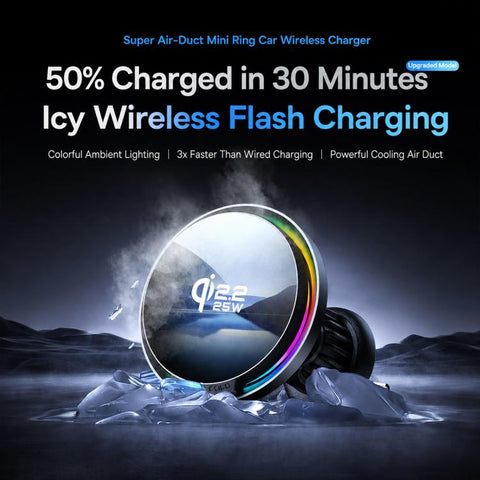 A100 Magnetic Cooling 25W Wireless Fast Charger Car Air Outlet Holder
