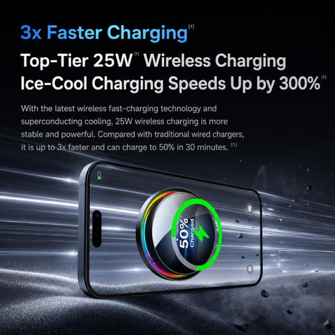 A100 Magnetic Cooling 25W Wireless Fast Charger Car Air Outlet Holder