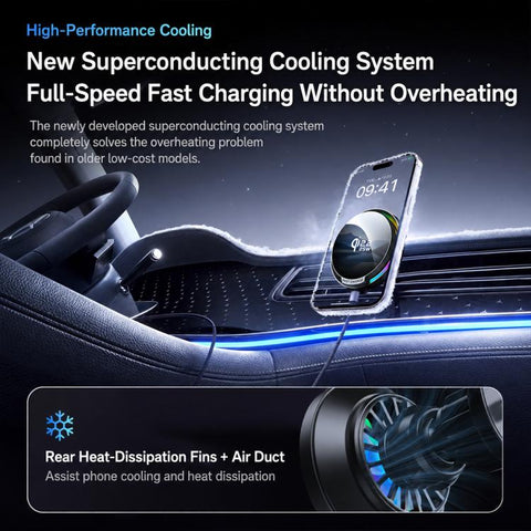 A100 Magnetic Cooling 25W Wireless Fast Charger Car Air Outlet Holder
