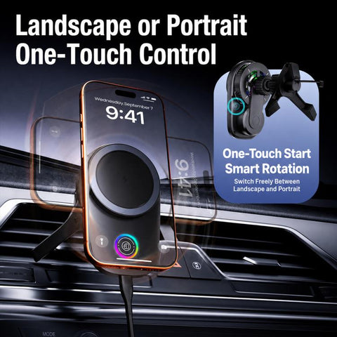 T16 Rotating Magnetic Wireless Charging Car Air Vent Phone Holder, T16
