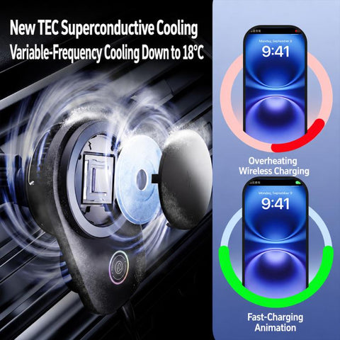 T16 Rotating Magnetic Wireless Charging Car Air Vent Phone Holder, T16