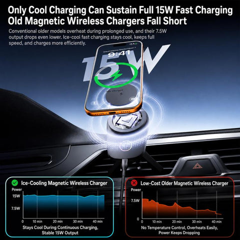 T16 Rotating Magnetic Wireless Charging Car Air Vent Phone Holder, T16