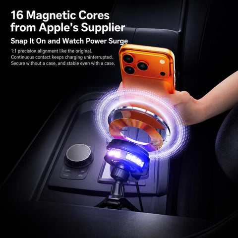 T16 Rotating Magnetic Wireless Charging Car Air Vent Phone Holder, T16