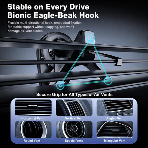 T16 Rotating Magnetic Wireless Charging Car Air Vent Phone Holder, T16