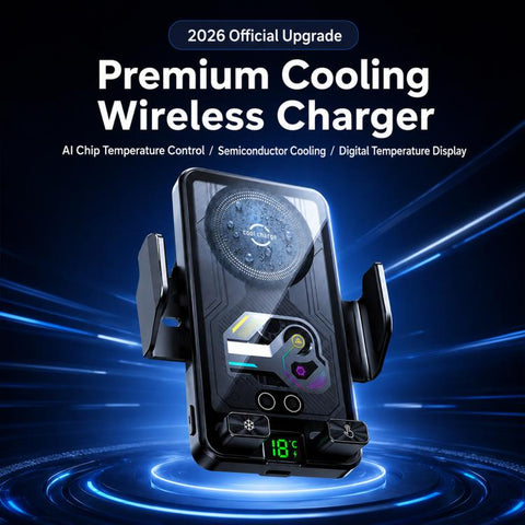 A8 Cooling Wireless Charger Car Air Outlet Holder With Digital display screen