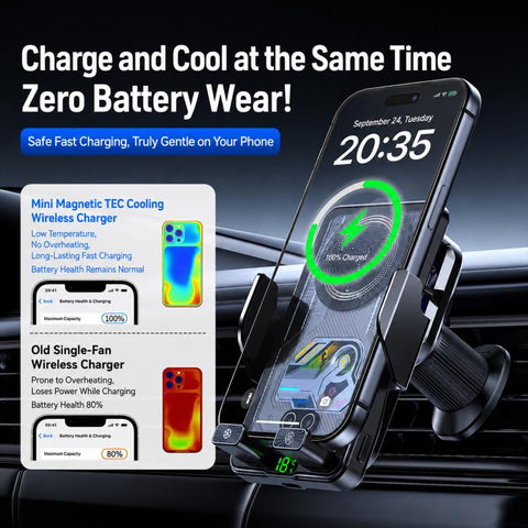 A8 Cooling Wireless Charger Car Air Outlet Holder With Digital display screen