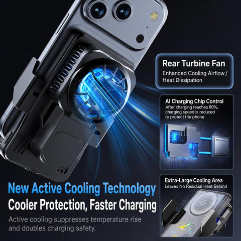 A8 Cooling Wireless Charger Car Air Outlet Holder With Digital display screen