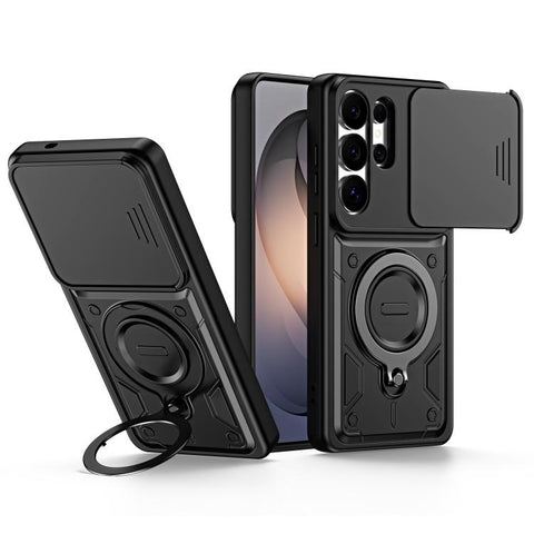 Ring Holder Lens Slide Cover Phone Case, For Galaxy S26+ 5G, For Galaxy S26 Ultra 5G, For Galaxy S26 5G