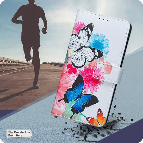 Colored Drawing Pattern Vegan Leather Phone Case, For Galaxy S26 FE 5G