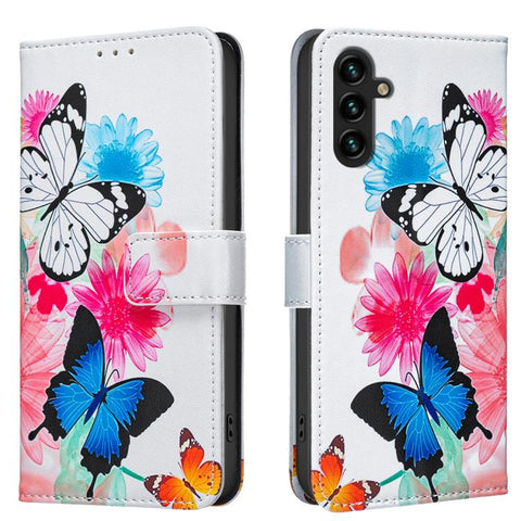 Colored Drawing Pattern Vegan Leather Phone Case, For Galaxy S26 FE 5G