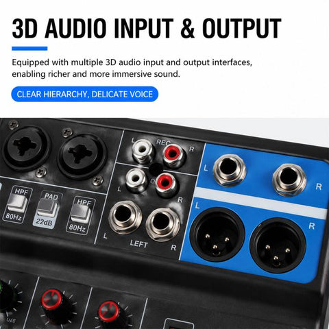 F-5A Multi-function Professional 5-way Recording Mixer Bluetooth Live Streaming Sound Card, EU Plug, UK Plug, US Plug