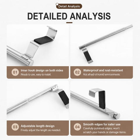 2pcs / Set 23.8cm Drill-Free Stainless Steel Towel Rack