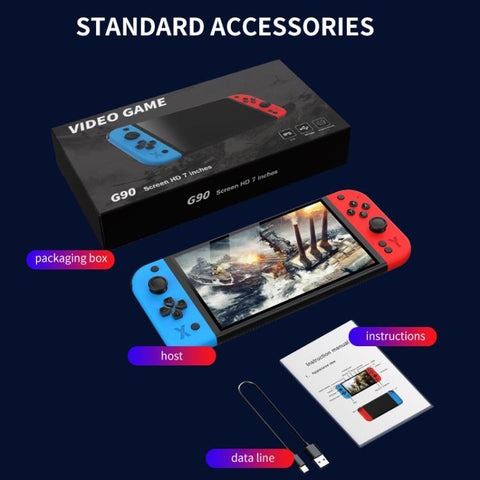 G90 7-inch IPS HD Handheld Game Console Supports 30+ Emulators, 64G