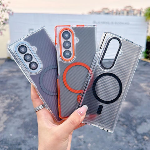 Dual-Color Carbon Fiber Texture Magsafe Phone Case, For Samsung Galaxy Z Fold7