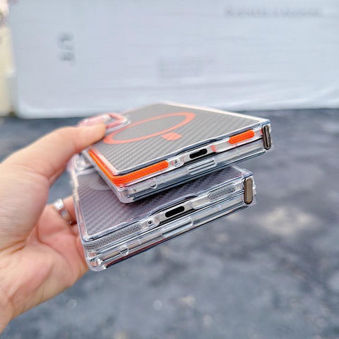 Dual-Color Carbon Fiber Texture Magsafe Phone Case, For Samsung Galaxy Z Fold7