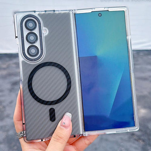 Dual-Color Carbon Fiber Texture Magsafe Phone Case, For Samsung Galaxy Z Fold7