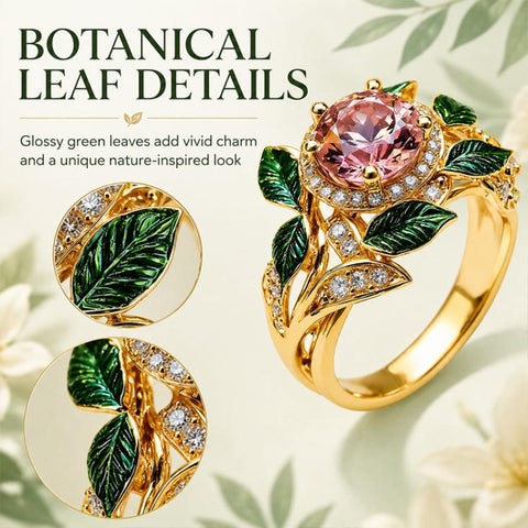Exquisite Oil Drop Craft Flower Pink Gemstone Ring, Number 8