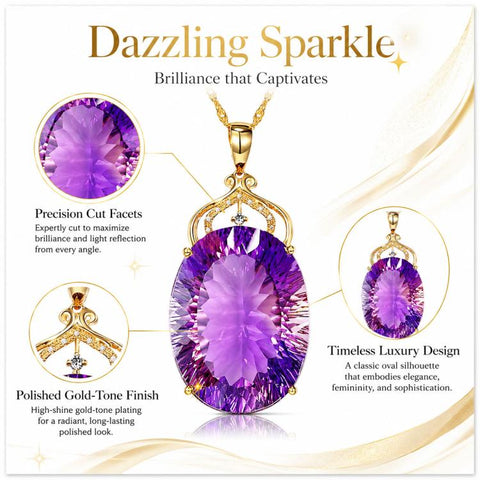 Amethyst Crystal Gemstone Pendant Necklaces