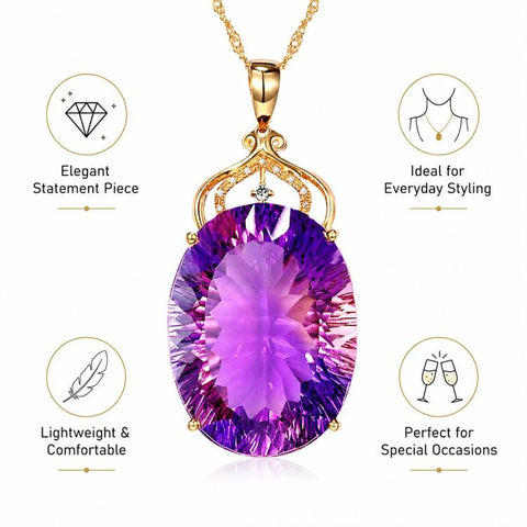 Amethyst Crystal Gemstone Pendant Necklaces