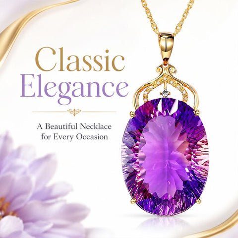 Amethyst Crystal Gemstone Pendant Necklaces