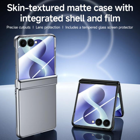 Skin Feel Frosted Spray-Coated PC Hinge Integrated Film Phone Case, For Galaxy Z Flip8 5G