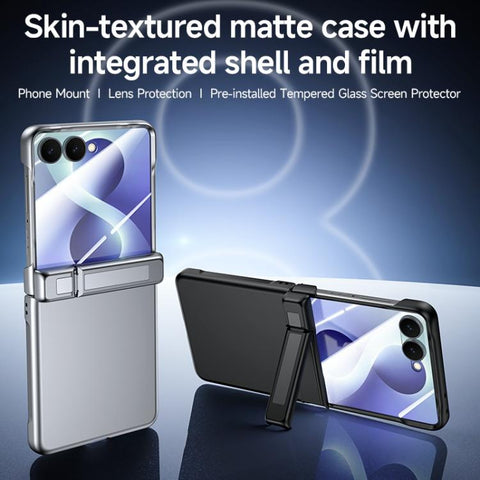 Skin Feel Frosted Spray-Coated PC Hinge Holder Integrated Film Phone Case, For Galaxy Z Flip8 5G