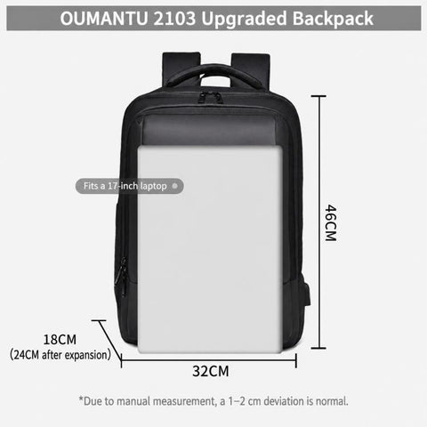 OUMANTU 2103B Large Capacity Waterproof Business Laptop Backpack