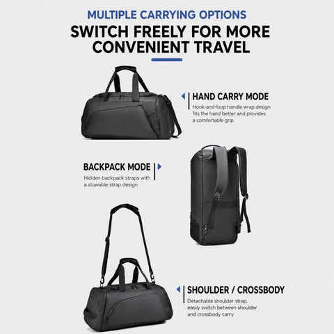 OUMANTU 4005 Large Capacity Wet and Dry Separation Fitness Crossbody Bag