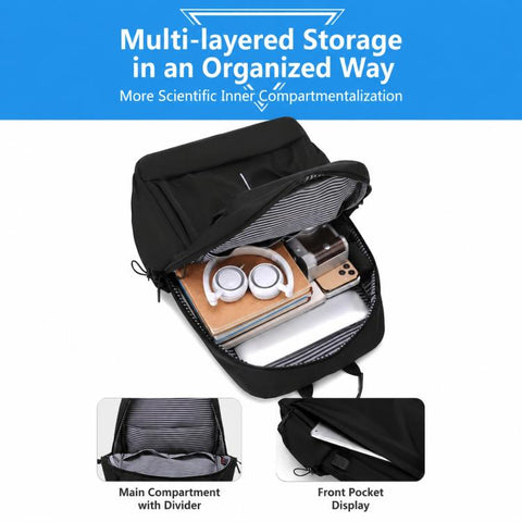OUMANTU 2316 Multifunctional Business Vertical Stripe Logo Backpack Laptop Bag